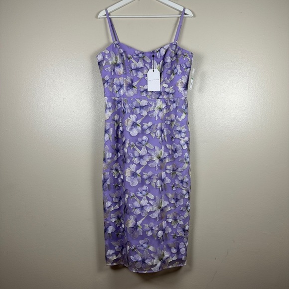 Dress the Population Dresses & Skirts - Dress The Population Womens L Blakely Midi Dress Wisteria Multi Floral Purple